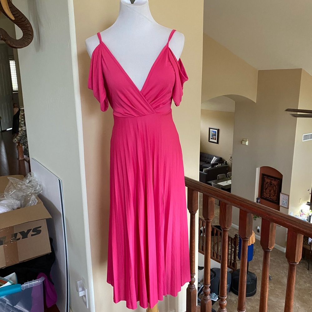 ASOS Pink Cold Shoulder MIDI Dress